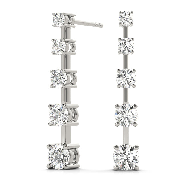 14K White Gold Diamond Journey Earrings