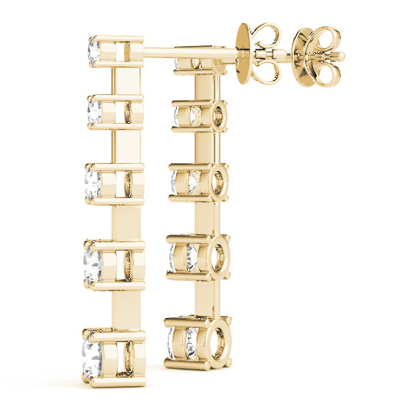 14K Yellow Gold Round Diamond Earrings