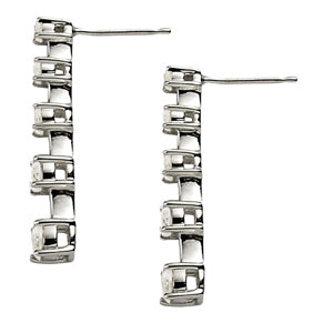 18K White Gold 1 CT Diamond Journey Earrings