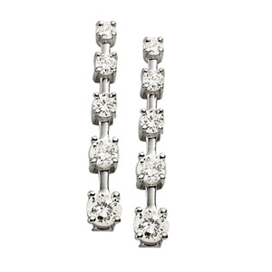 14K White Gold Diamond Journey Earrings