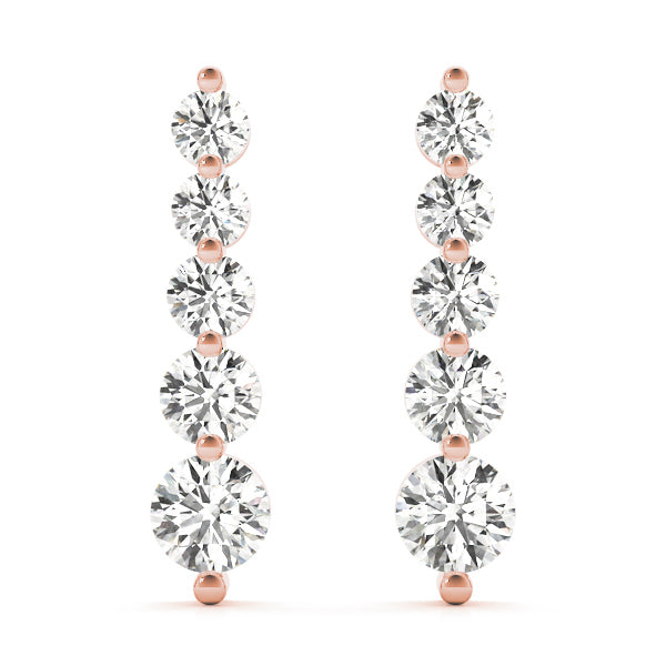 14K Rose Gold Round Diamond Earrings