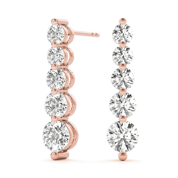 14K Rose Gold Round Diamond Earrings
