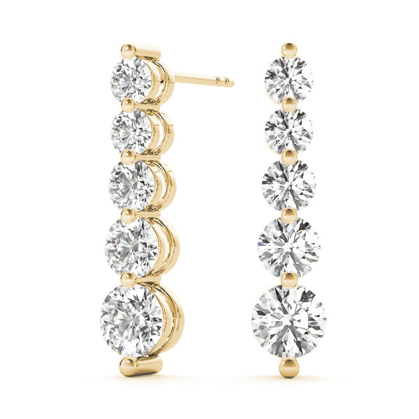 14K Yellow Gold Diamond Journey Earrings