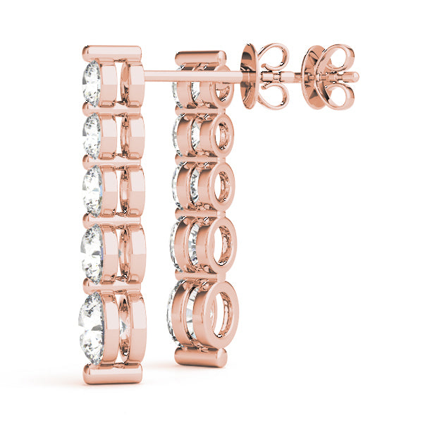 14K Rose Gold Round Diamond Earrings