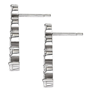 18K White Gold Round Diamond Journey Earrings