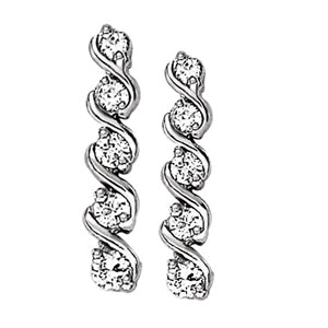 14K White Gold 1ctw Round Diamond Drop Earrings