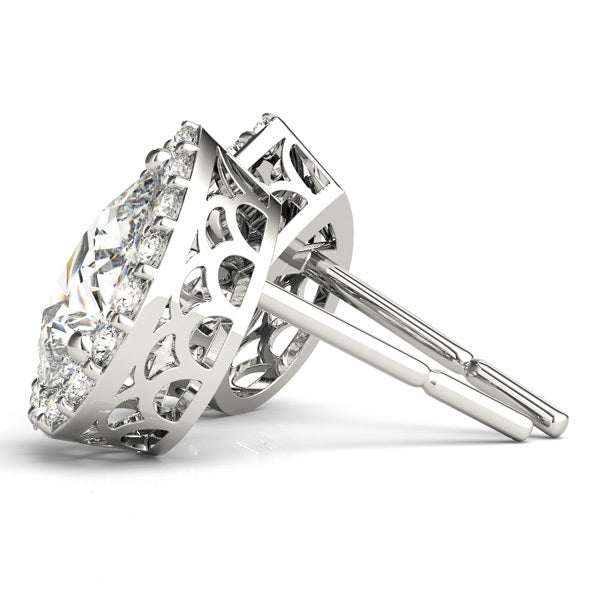 Platinum Pear Diamond Halo Earrings