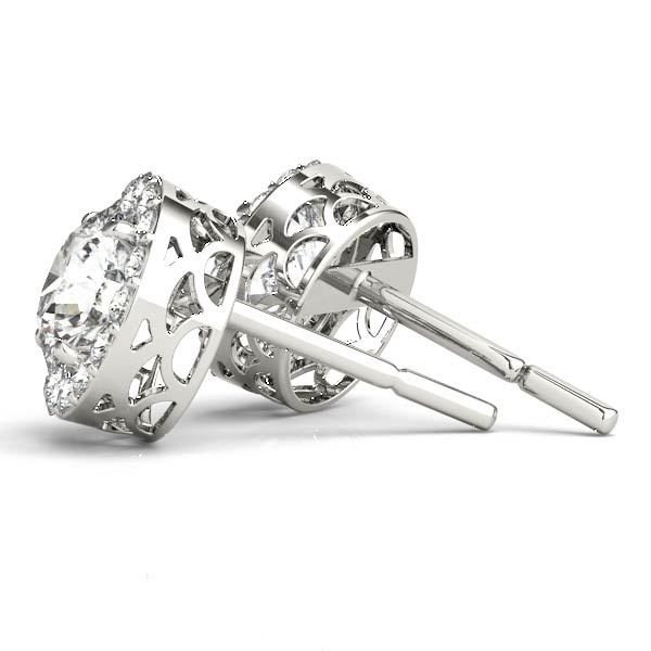 14K White Gold Round Diamond Halo Earrings