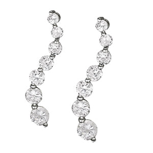 Platinum White Diamond Journey Earrings 1 ctw