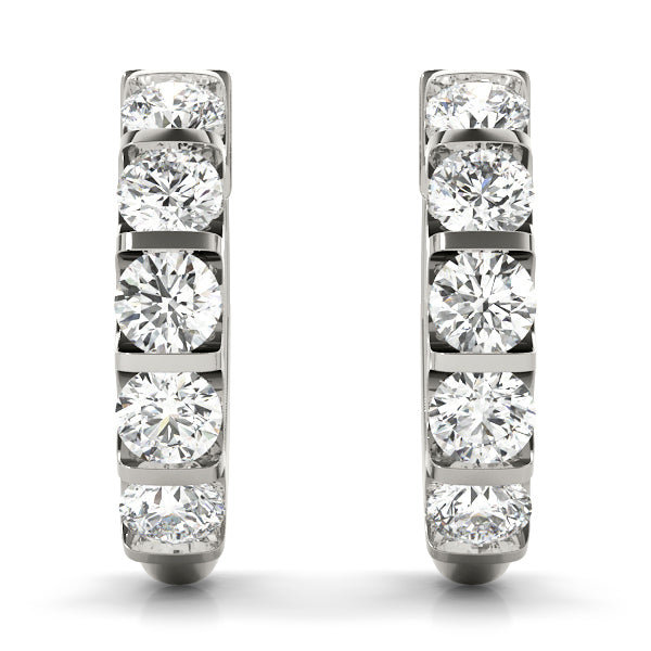 White Gold Diamond Hoop Earrings | 1 CT Total