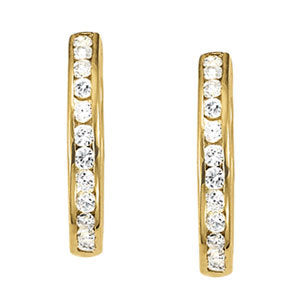 14K White Gold Diamond Fashion Hoop Earrings