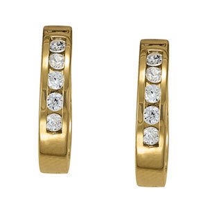 14K White Gold Round Diamond Hoop Earrings
