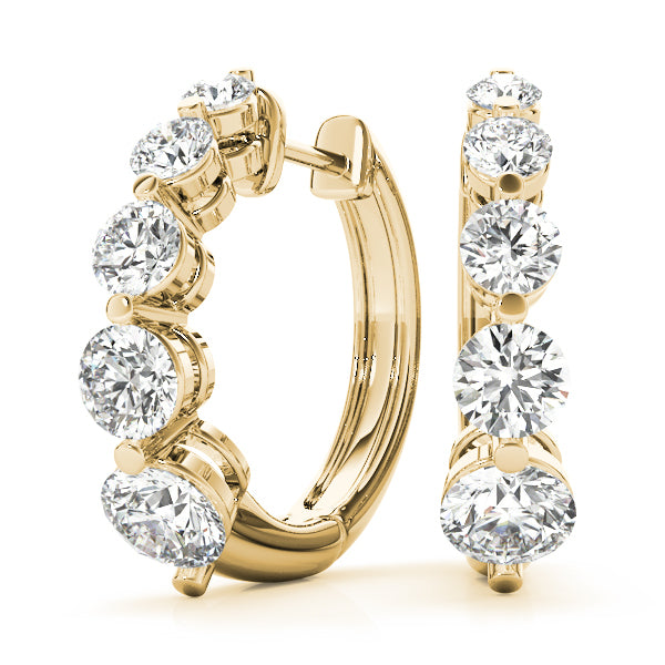 18K Yellow Gold Round Diamond Earrings