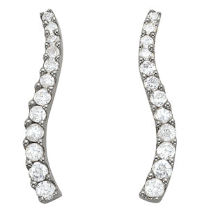 14K White Gold Round Diamond Fashion Earrings