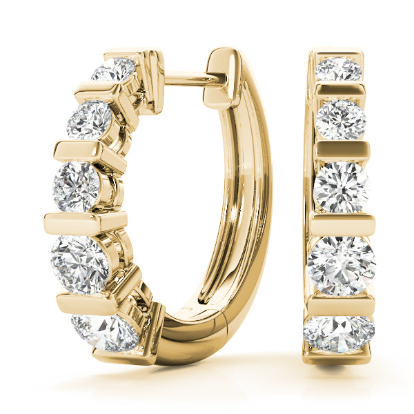 14K Yellow Gold Round Diamond Fashion Earrings