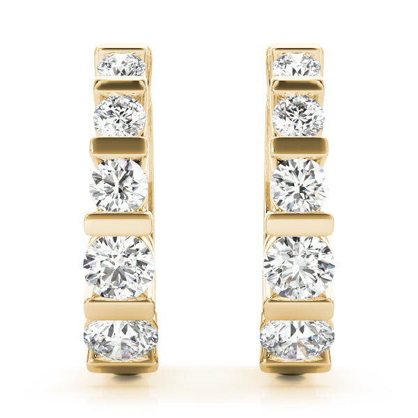 18K Yellow Gold Round Diamond Fashion Earrings