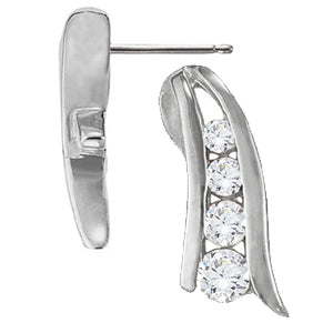 18K White Gold Round Diamond Fashion Earrings