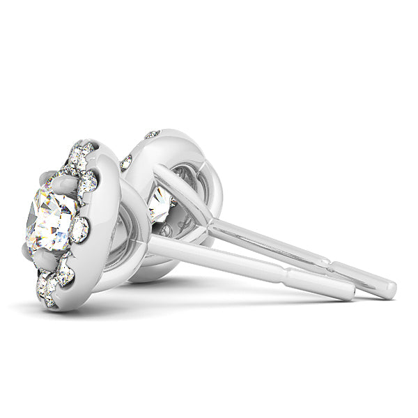 18K White Gold 1.25 ctw Diamond Halo Earrings