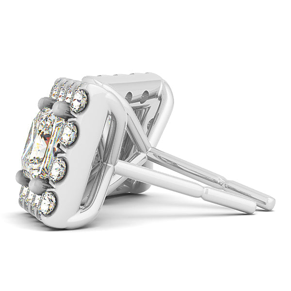 Platinum White Diamond Halo Earring Set