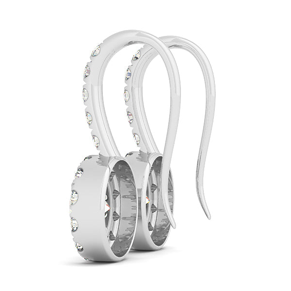 14K White Gold Round Diamond Halo Stud Earrings