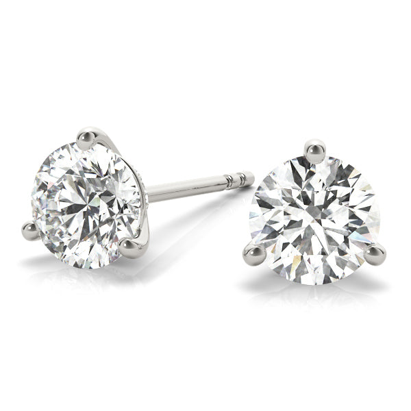 14K White Gold Diamond Stud Earrings | 0.5 ct Center