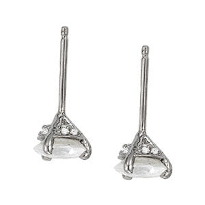 14K White Gold Diamond Stud Earrings | 0.5 ct Center