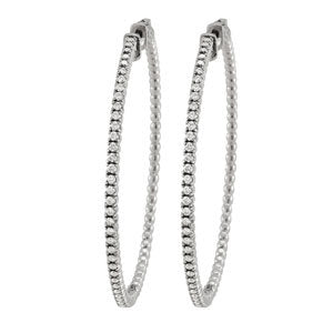 18K White Gold Diamond Inside Out Hoop Earrings