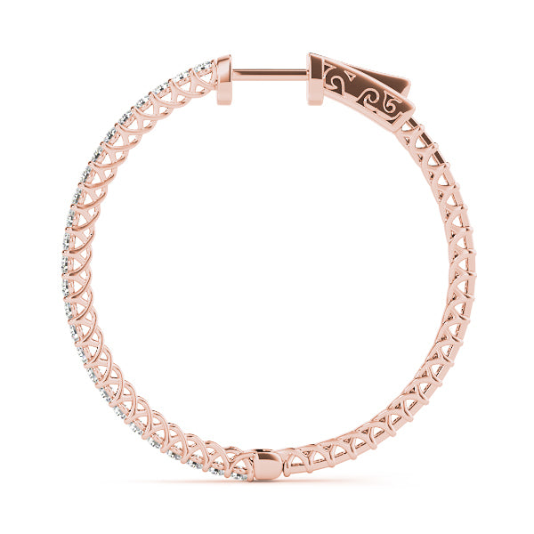 14K Rose Gold Diamond Inside Out Hoop Earrings