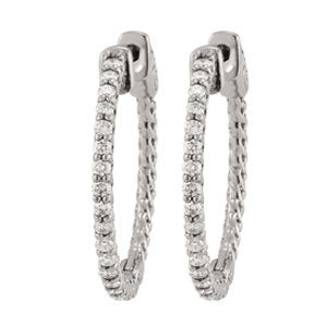 White Gold Diamond Inside Out Hoop Earrings