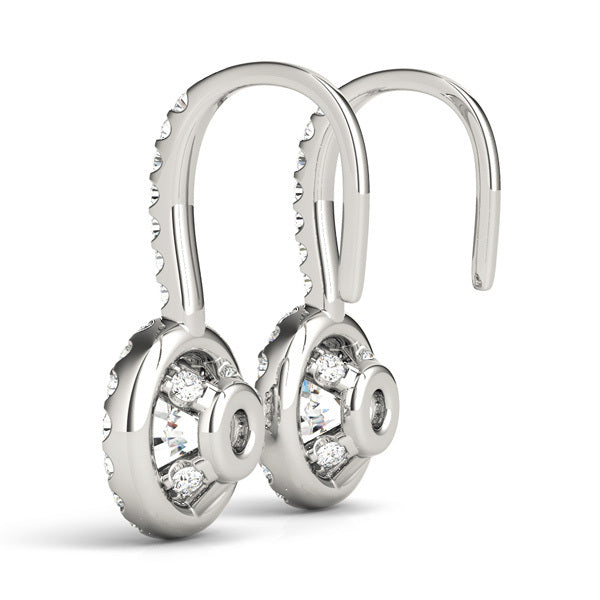 18K White Gold Round Diamond Halo Earrings