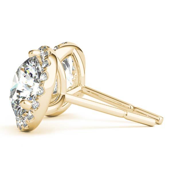 18K Yellow Gold Round Diamond Halo Earrings