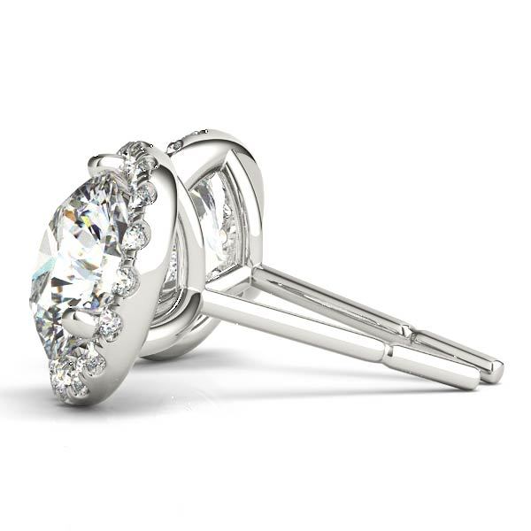 Platinum 1 CT Round Diamond Halo Stud Earrings