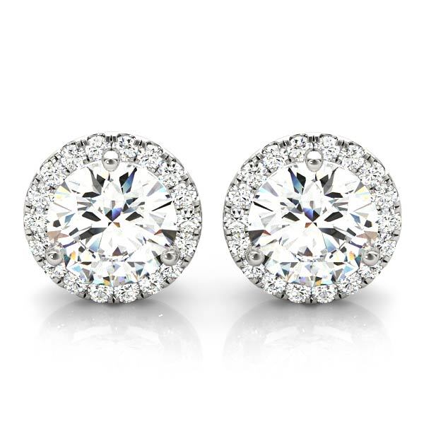 Platinum 1 CT Round Diamond Halo Stud Earrings