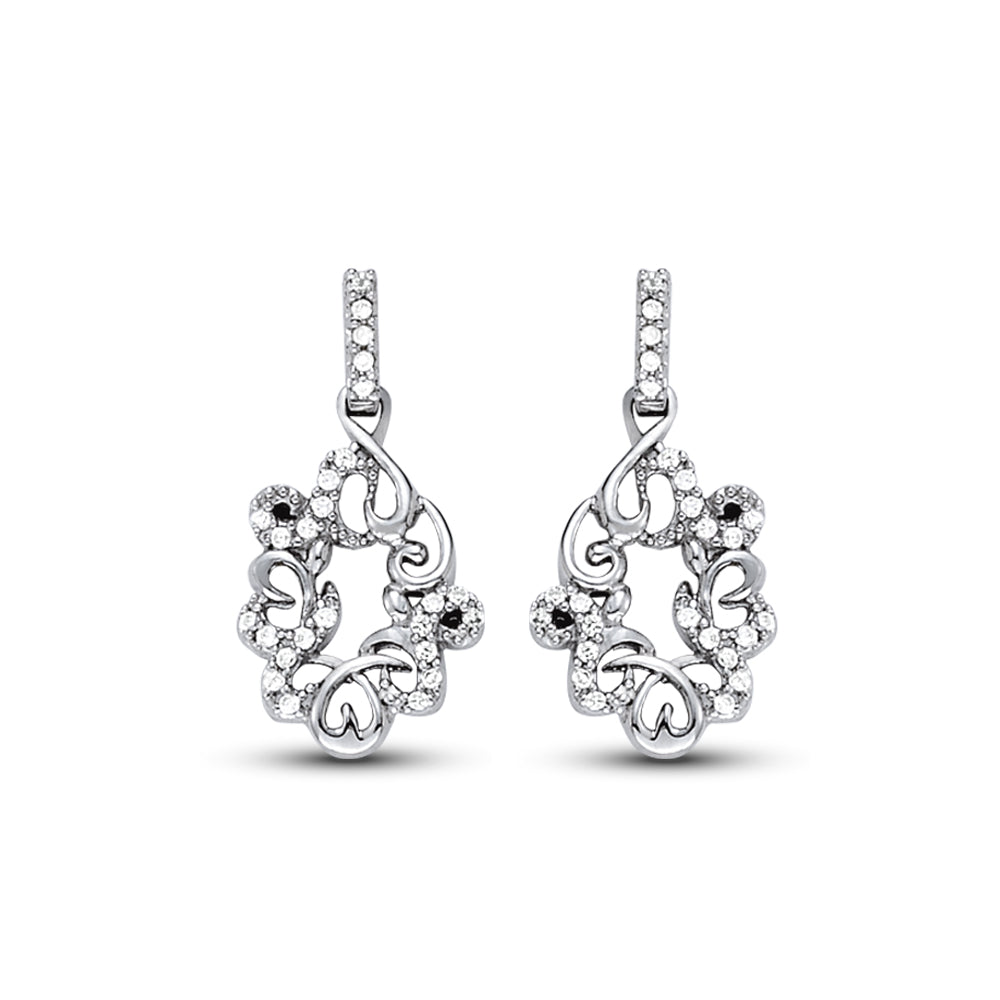 Platinum White Diamond Fashion Drop Earrings