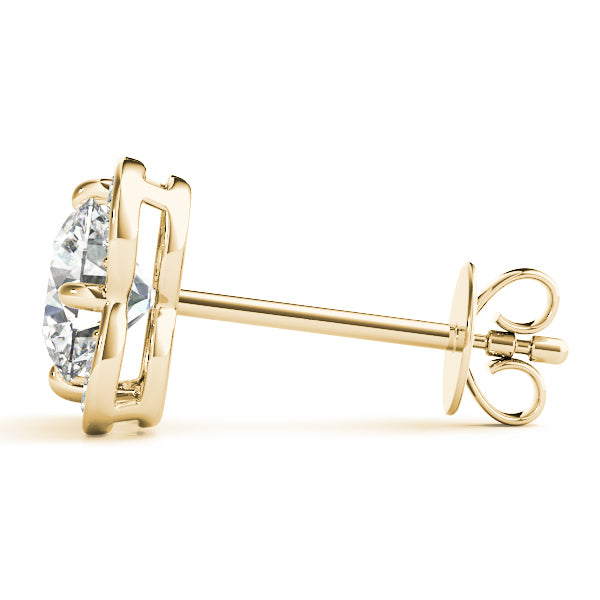 18K Yellow Gold Diamond Halo Stud Earrings