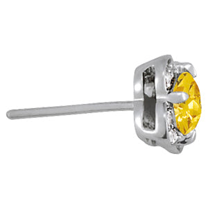 14K White Gold Diamond Halo Stud Earrings