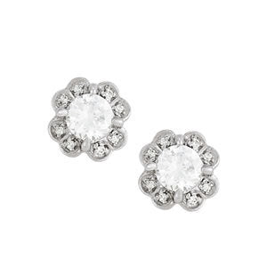 Platinum Round Diamond Halo Stud Earrings