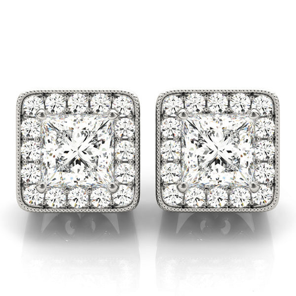 18K White Gold 0.5 ct Diamond Halo Earrings