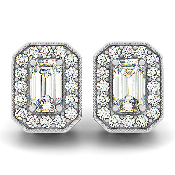 Platinum Emerald Diamond Accent Earrings