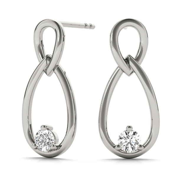 14K White Gold Round Diamond Stud Earrings