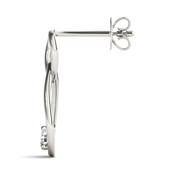 18K White Gold Round Diamond Stud Earrings
