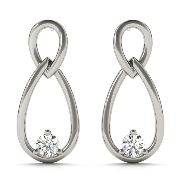 14K White Gold Round Diamond Stud Earrings