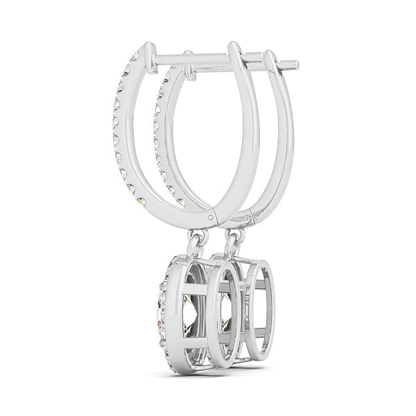 18K White Gold Oval Diamond Halo Earring Set