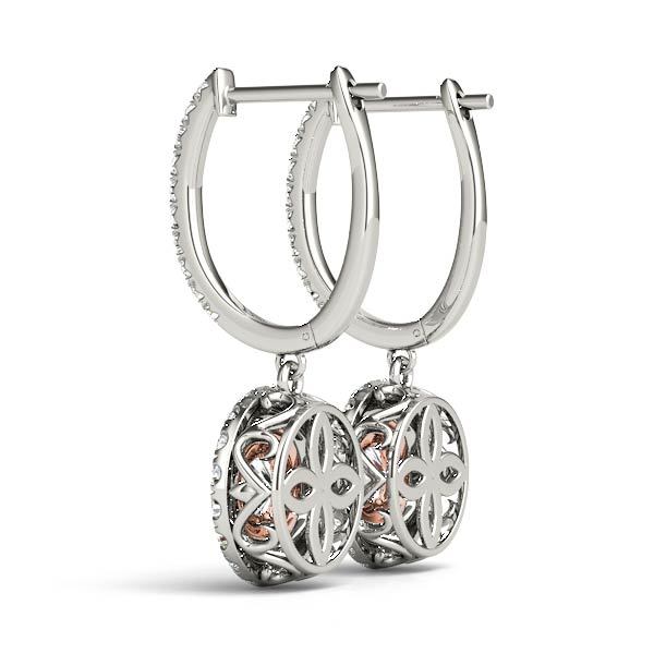 18K Rose Gold Round Diamond Halo Earrings