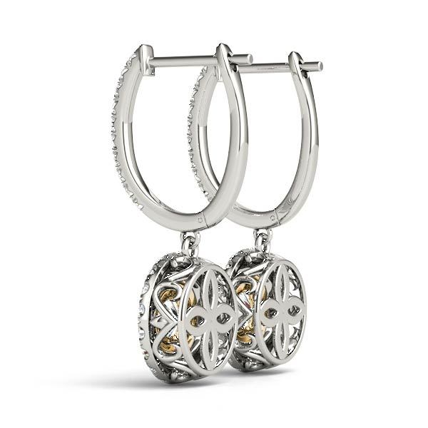 18K Yellow Gold Round Diamond Halo Earrings