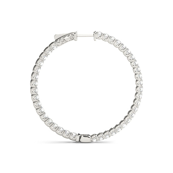 18K White Gold Diamond Inside Out Hoop Earrings