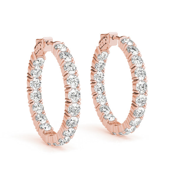 Rose Gold 1.80 ct Diamond Inside Out Hoop Earrings