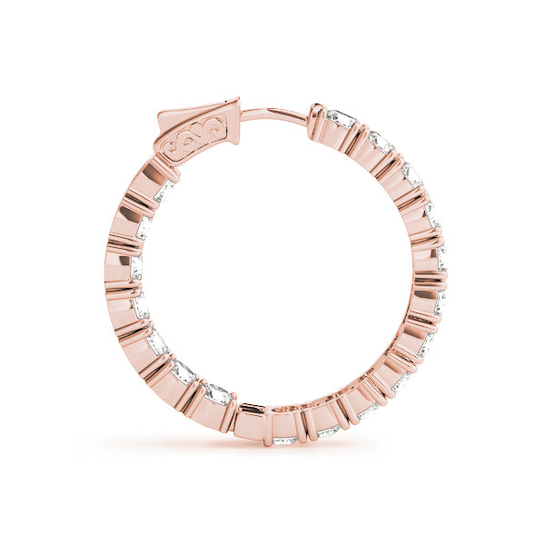 Rose Gold 1.80 ct Diamond Inside Out Hoop Earrings