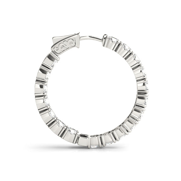 18K White Gold Diamond Inside Out Hoop Earrings