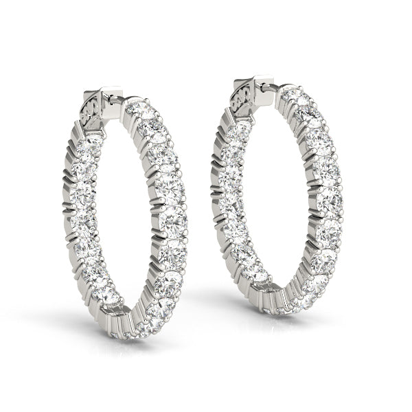 18K White Gold Diamond Inside Out Hoop Earrings